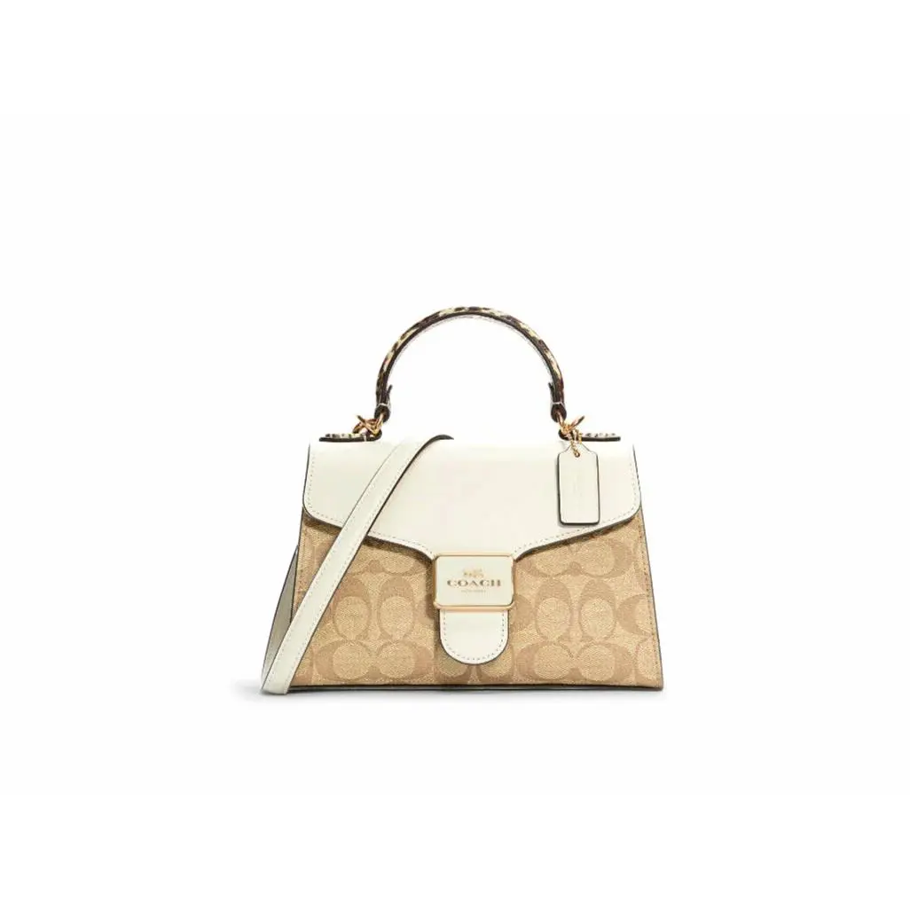 Coach C1325 Pepper Satchel In Signature Canvas Light Khaki Chalk Multi Bag