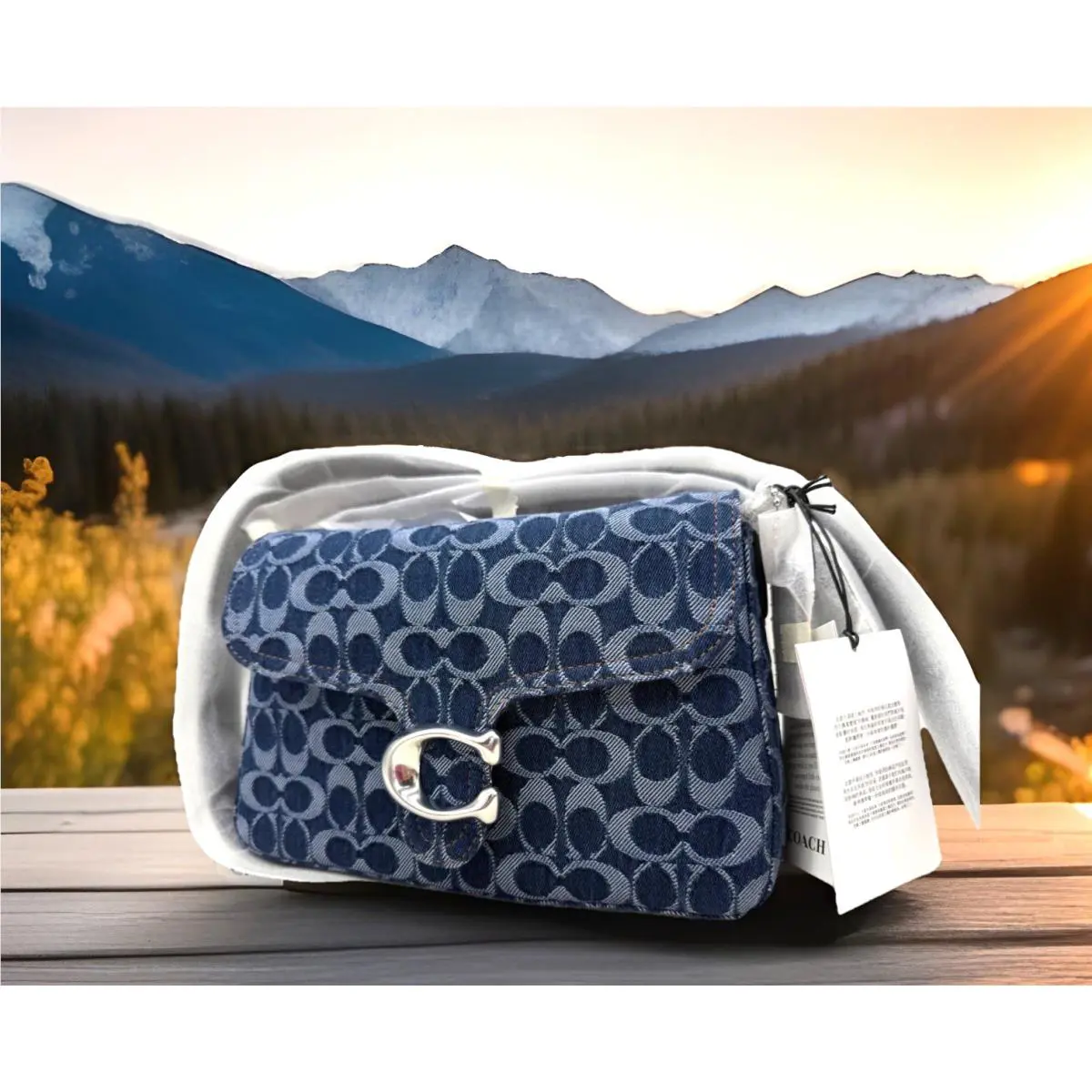 Coach Tabby Signature Logo Soft Denim Top Handle Crossbody Bag