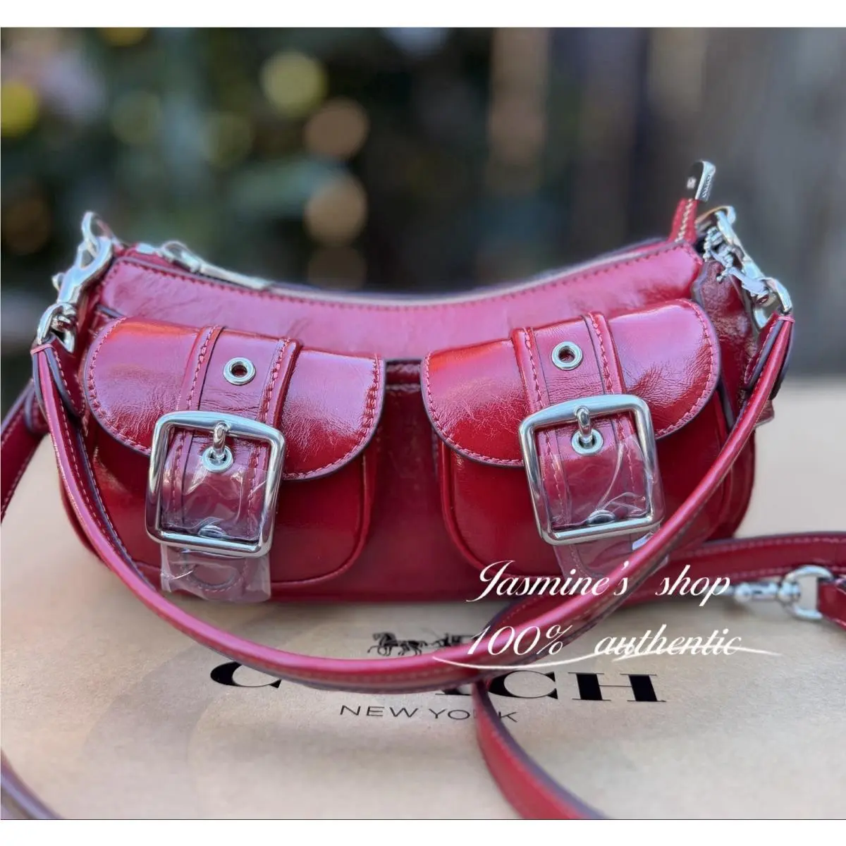 Coach Ashton Bag Crossbody In Leather/silver/dark Cardinal Red CBJ01
