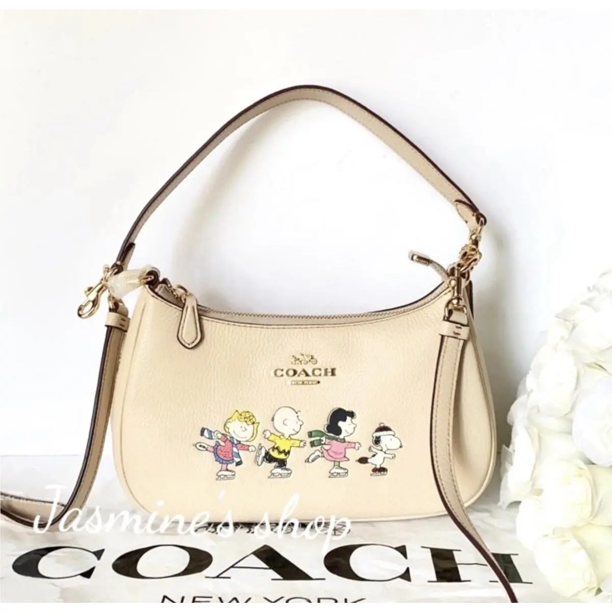 Coach X Peanuts Teri Shoulder Bag with Snoopy and Friends Motif CE861