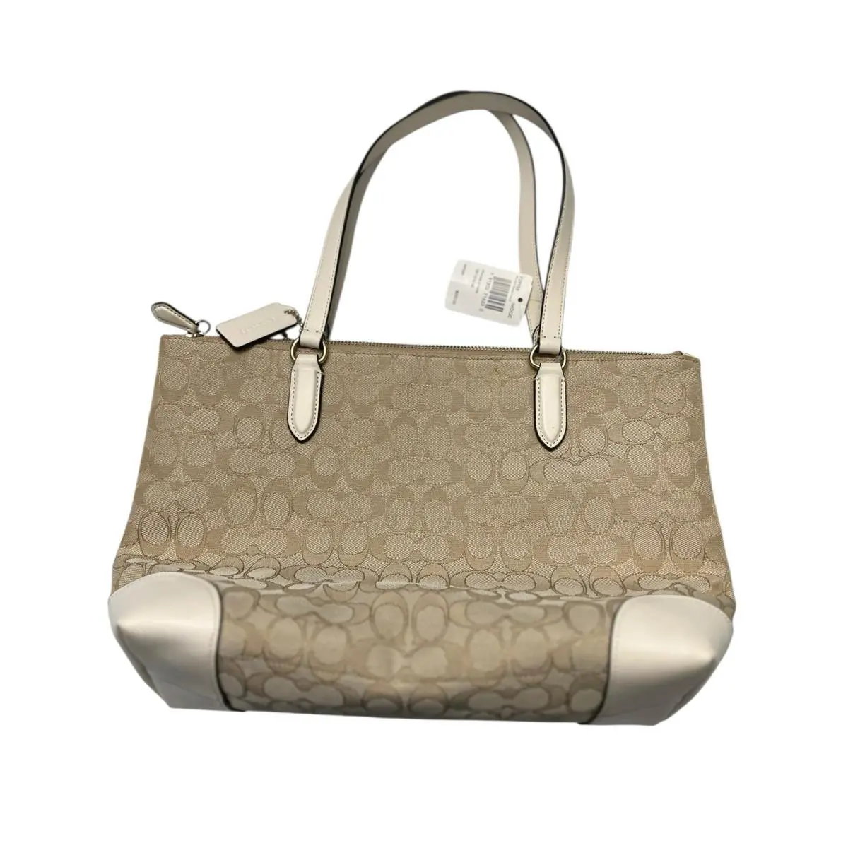 Coach Signature Jacquard Zip Tote Bag Light Khaki/chalk Style F29958