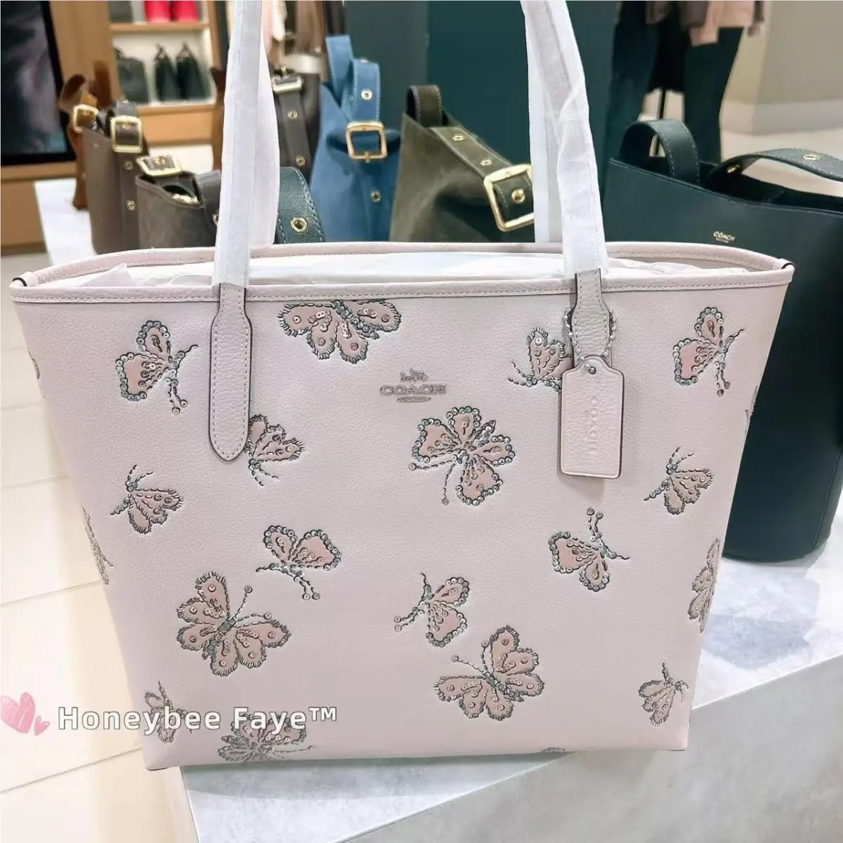 Coach CCE93 City Tote Bag with Butterfly Print