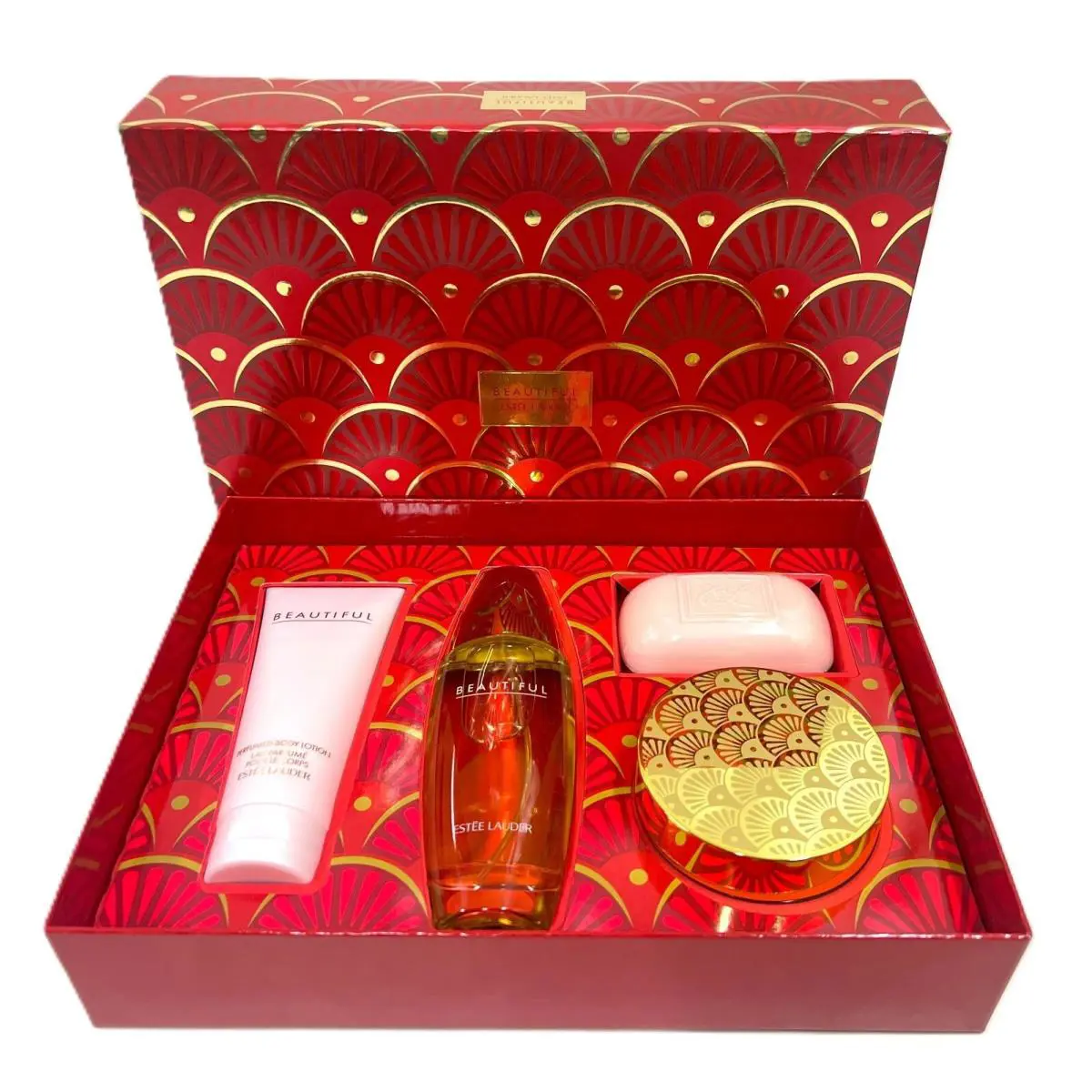 Beautiful Estee Lauder Women 4pc Set 3.4 oz Edp + 3.4 Lotion + Soap + Powder