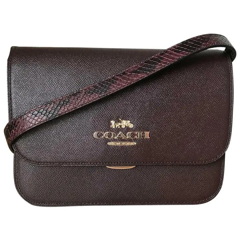 Coach C6777 Snake Embossed Trim Cross Body Metallic Cherry Bag