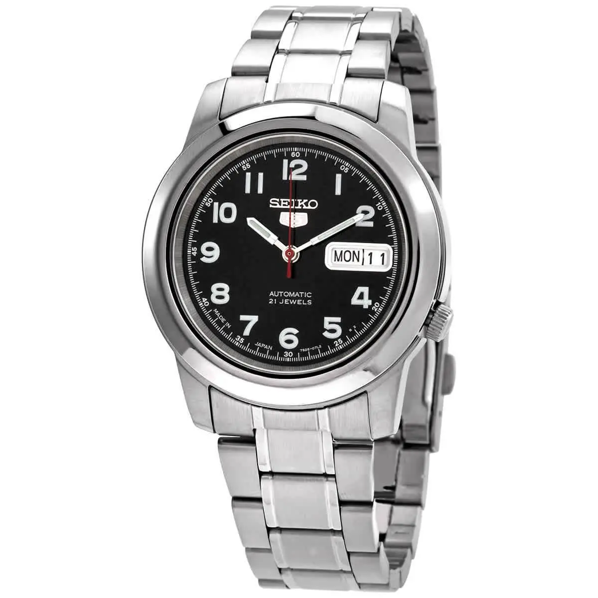 Seiko 5 Automatic Stainless Steel Black Dial 21 Jewels SNKK35J1 30M Mens Watch