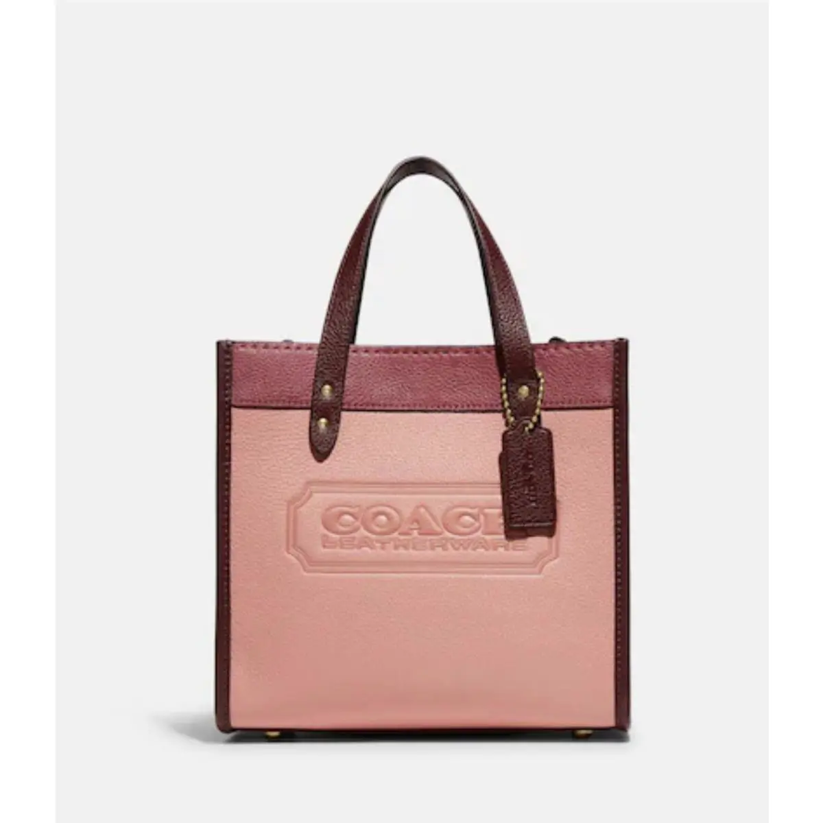 Coach Field Tote 22 In Colorblock with Coach Badge in Candy Pink