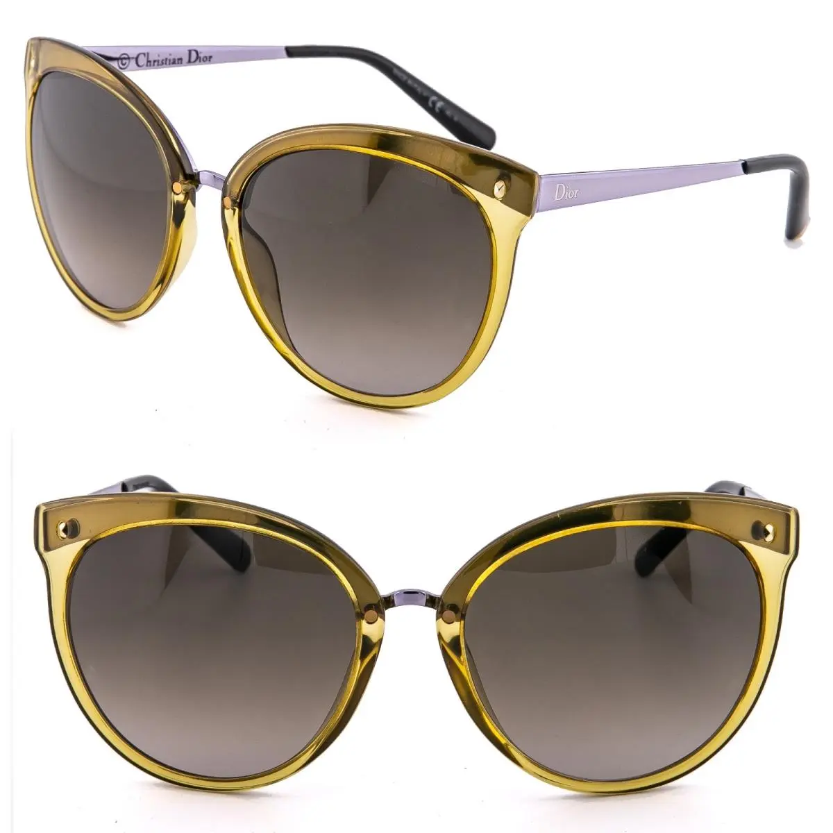 Christian Dior Frozen 1 Cat Eye Transparent Yellow Lilac Oversized Sunglasses