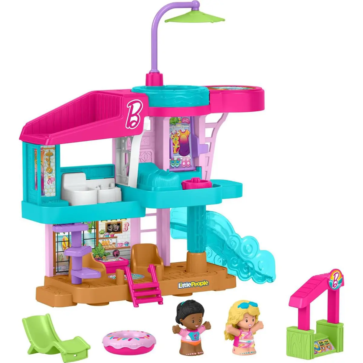 Fisher-price Little People Toddler Toy Barbie Beach House Playset Figures and A