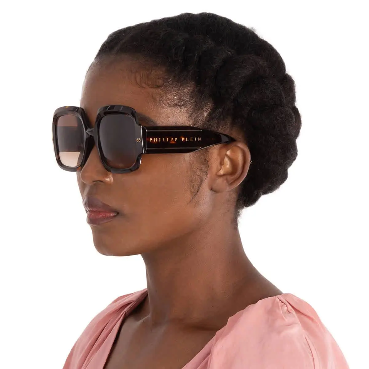 Philipp Plein Brown Square Ladies Sunglasses SPP038M 0722 56 SPP038M 0722 56