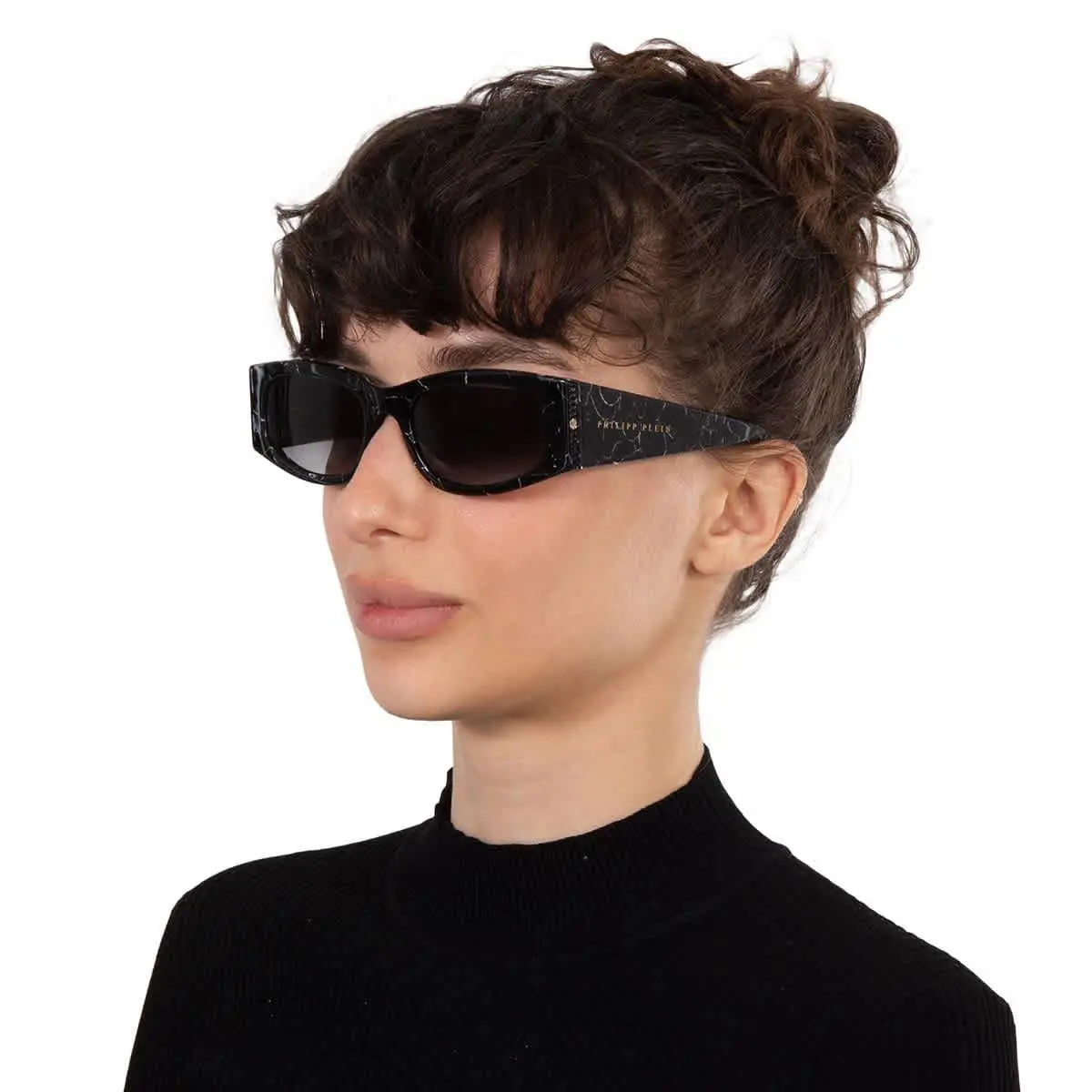 Philipp Plein Grey Gradient Oval Ladies Sunglasses SPP025S 0869 55