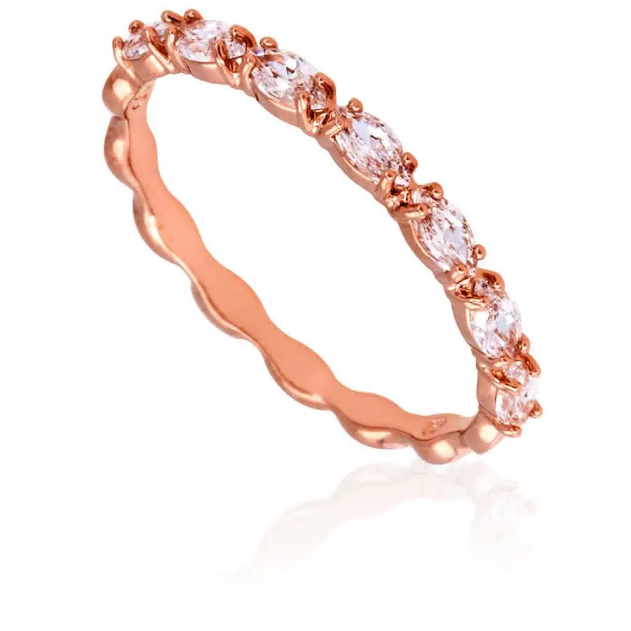 Vittore Band Ring Rose Gold Shiny White by Swarovski