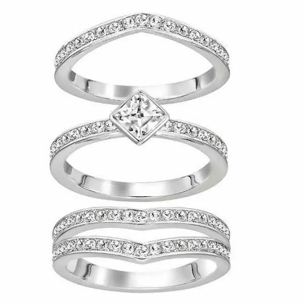 Swarovski Alpha Ring Set of 3 Rhodium-plated Size 52/6 55/7