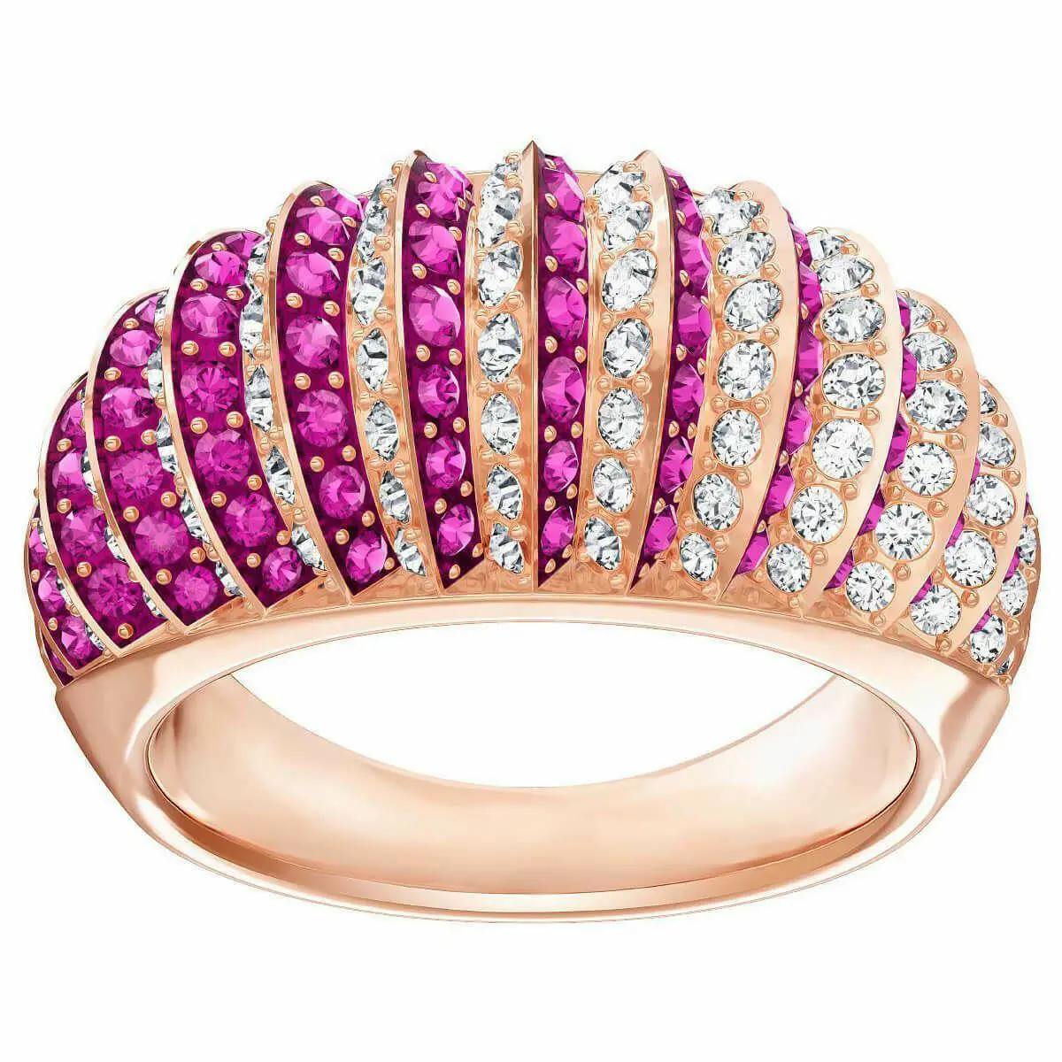 Swarovski Luxury Dome Ring Pink Rose Gold Plated Size 52/55/58/60 Box
