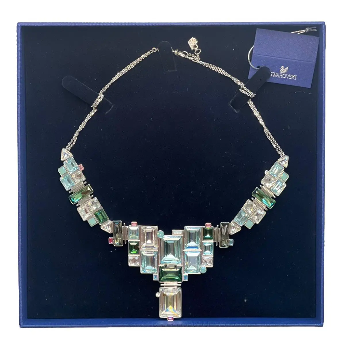 Prime Time Necklace Rhodium Plated Crystal Stunning Collar Choker Drop by Swarovski