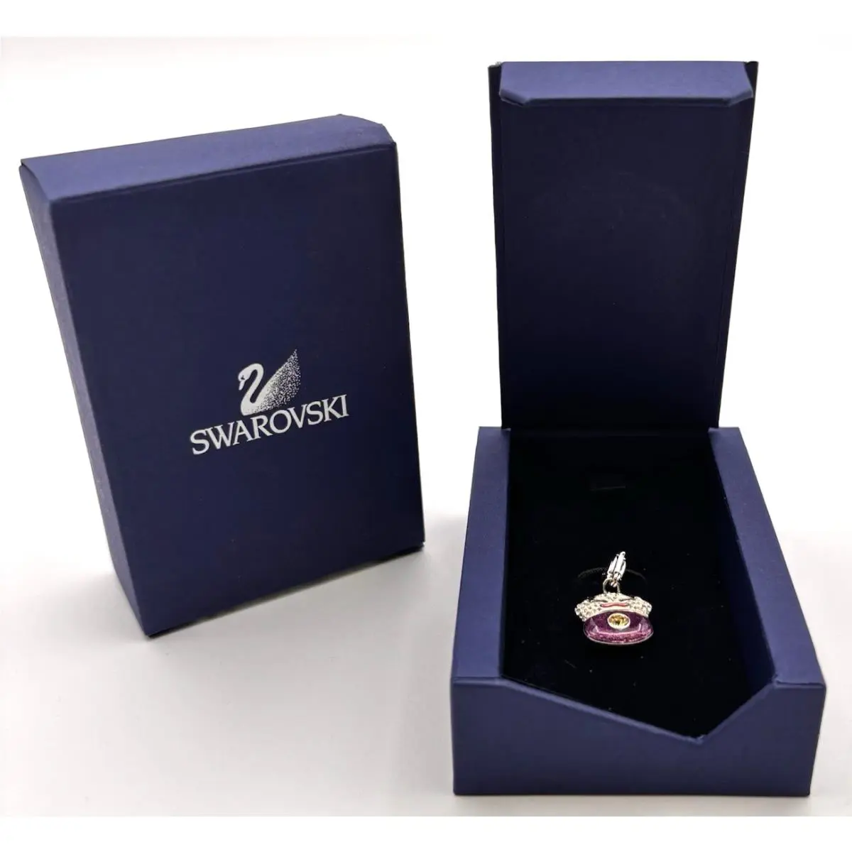 Swarovski Crystal Lucky Cat Purple Clip Charm Rare
