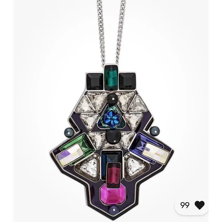 Retired Swarovski Buzz Multi-color Crystal Pendant Long Necklace 5070638