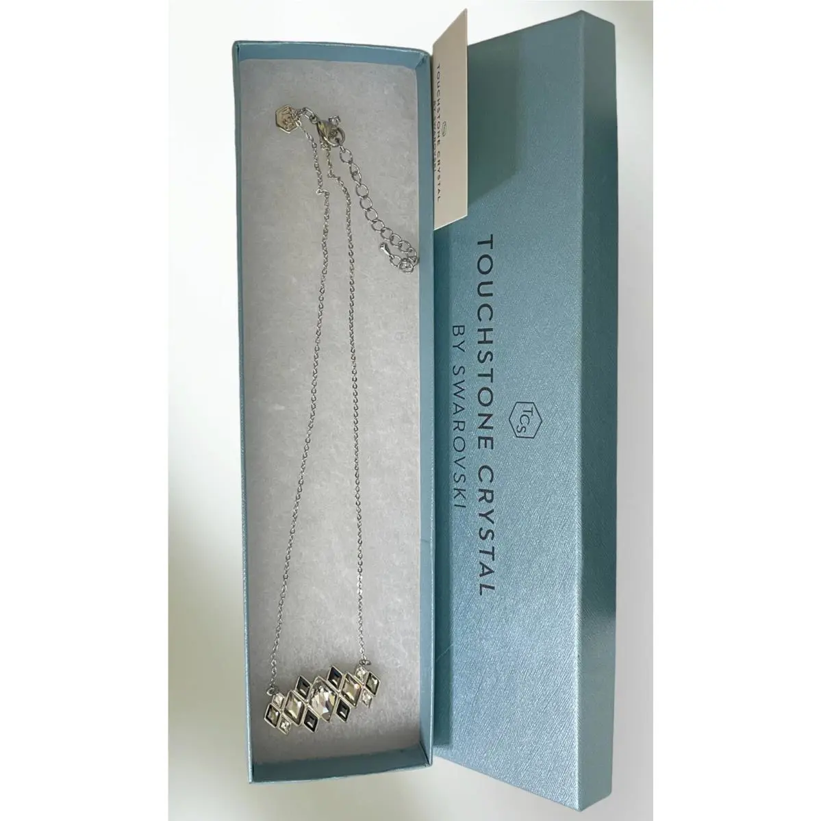 Touchstone Crystal By Swarovski Necklace Clear Black Crystals 16-18