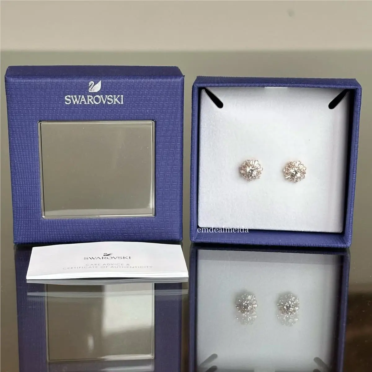 Swarovski Crystal Rose Gold Sunshine Idyllia Flower Stud Earrings 5459597