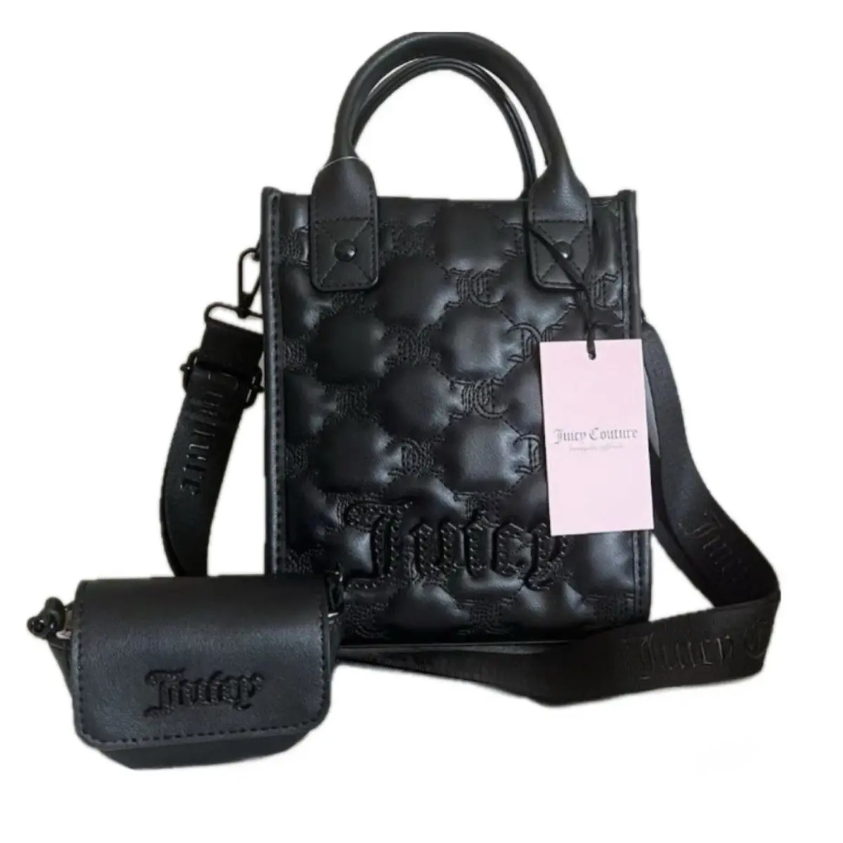 Juicy Couture Tote Crossbody Coin Purse Gift Set Gothic Quilt Gift