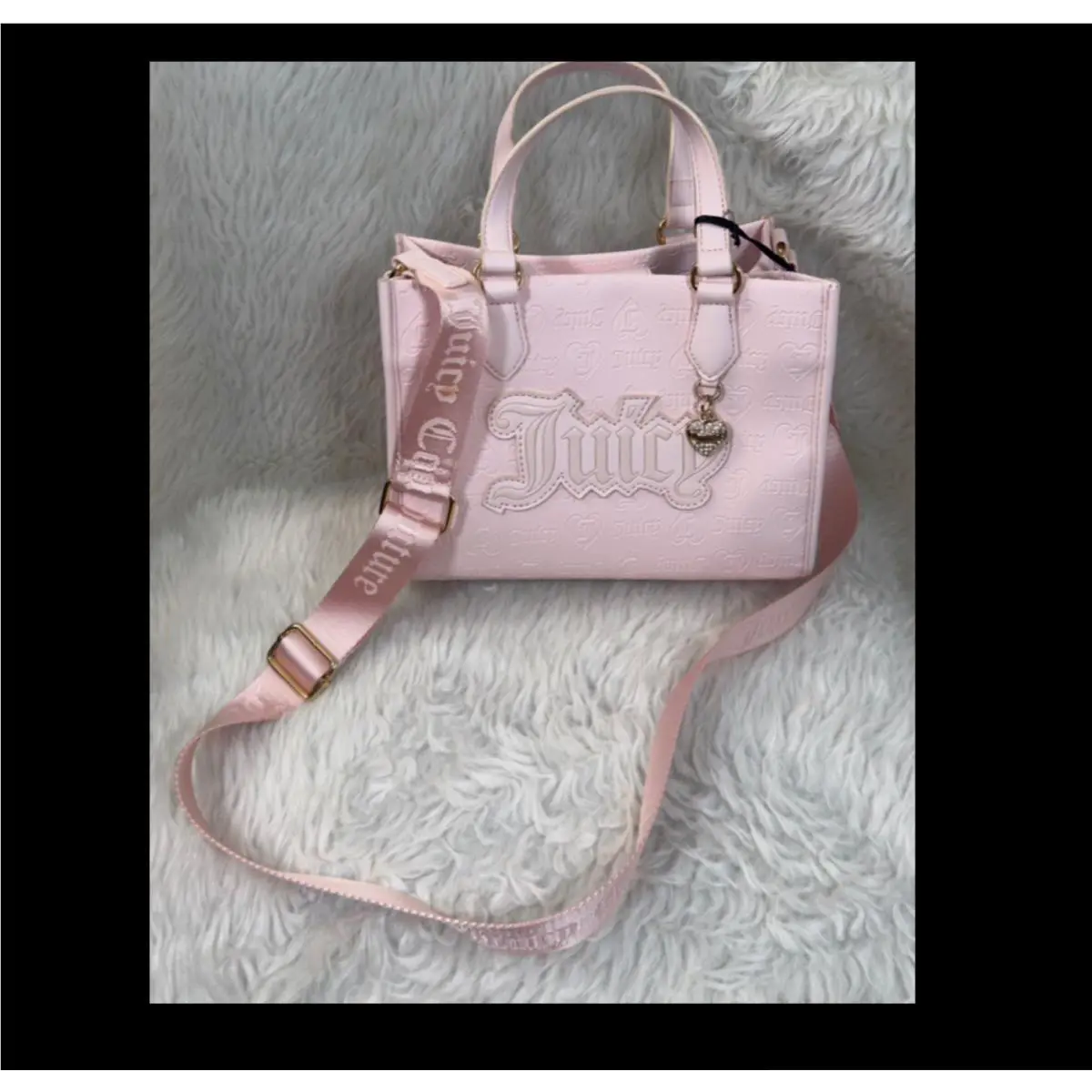 Juicy Couture Powder Blush Tote Bag Crossbody Leather Logo Gift