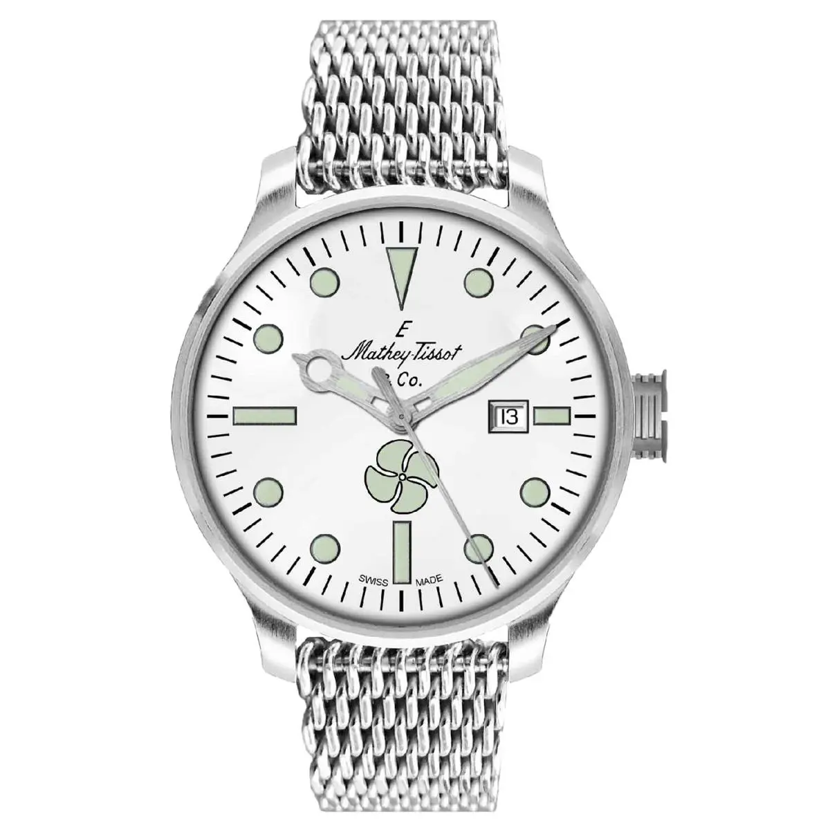 Mathey Tissot Men`s Elica White Dial Watch - U121AI