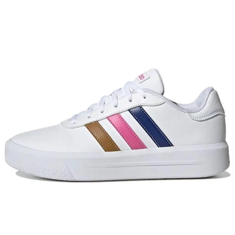 Adidas Court Platform Women’s Sneakers – White w/ Multicolor Stripes