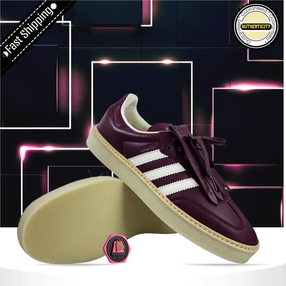 Adidas Originals Samba Lux Maroon Off White Noble Leather JR0903 Men`s Size 10.5
