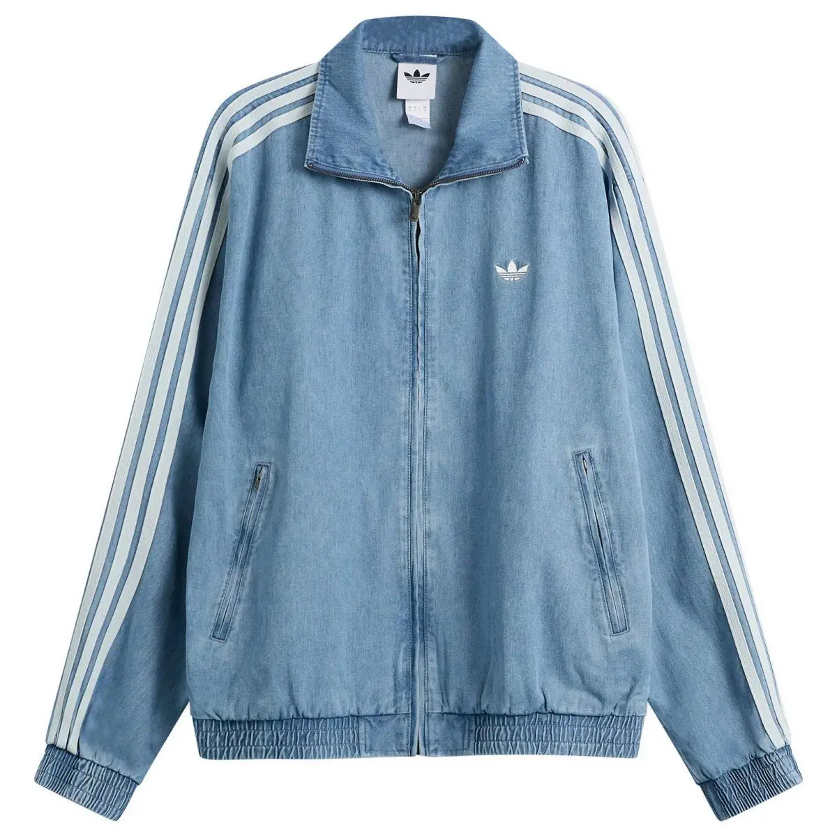 Adidas Originals Firebird Retro Collared Track Top Blue Denim Jacket Men Size