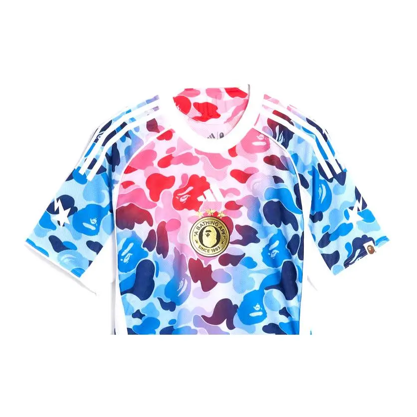 Bape Adidas Away Jersey Camo Soccer Football Slim Top Logo Men Size