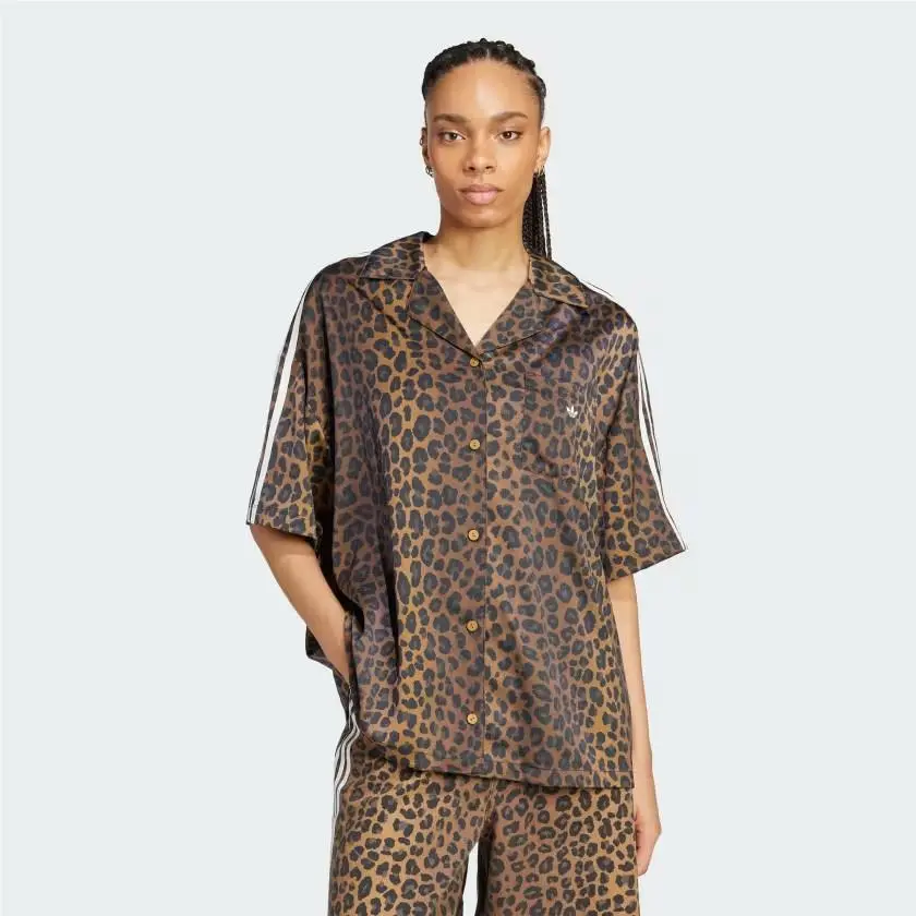 Adidas Women`s Originals Satin Leopard Print Shirt KA2678