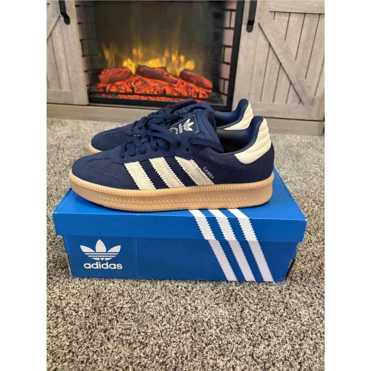 Adidas Samba Xlg Navy White Gum Suede Sneakers Men’s Size 10 JQ2885