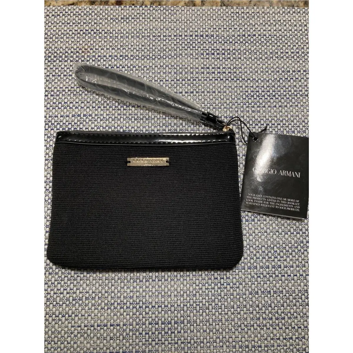 Giorgio Armani Beauty Black Pouch Cosmetic Makeup Bag Wristlet