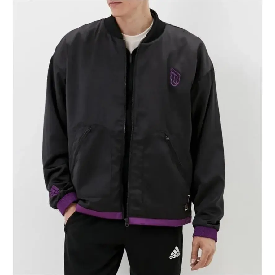 Adidas Dame 8 Innovation Jacket Bomber Black Purple Oakland Men Sz Medium HE5466