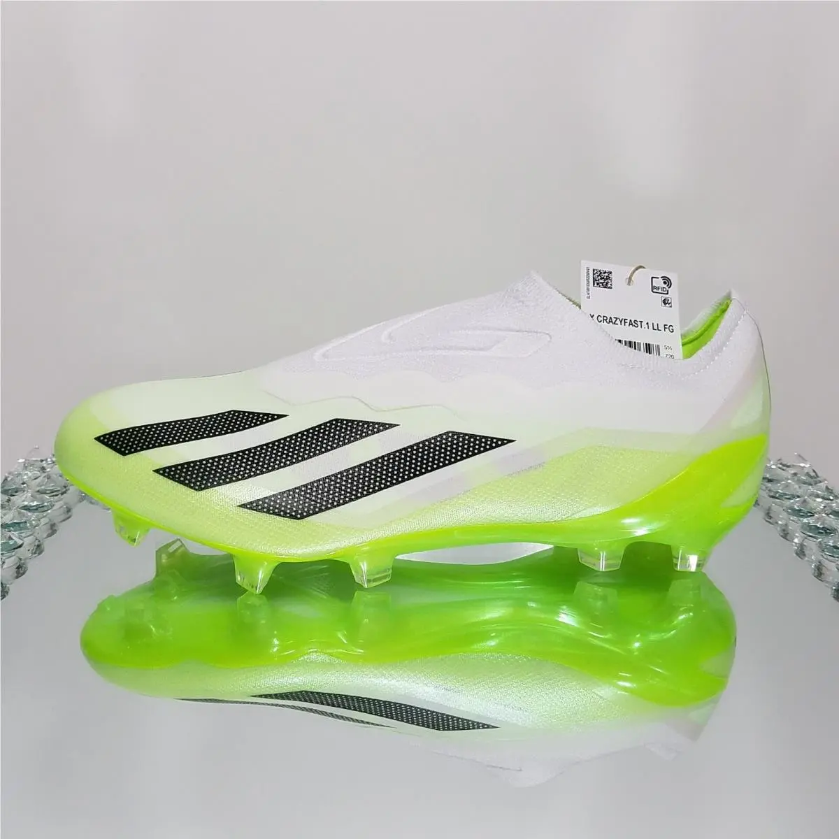 Adidas X Crazyfast.1 Laceless FG Soccer Green/white - Men`s 6 Wmns 7 - GY7378