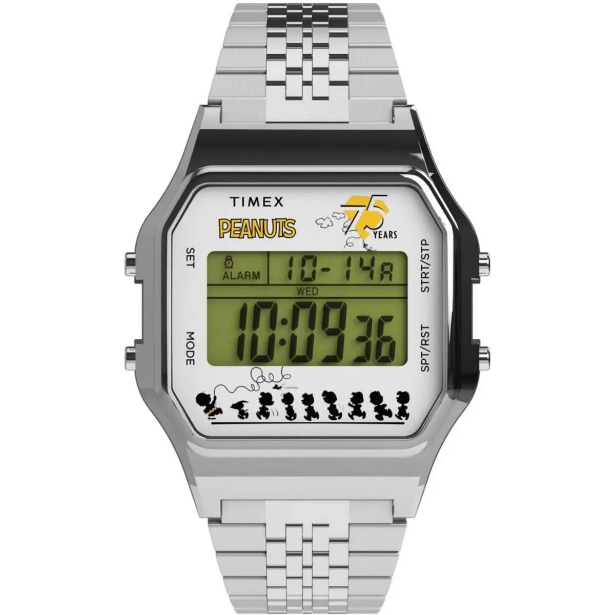 Timex Men`s Watch Peanuts T80 Chronograph Grey Digital Dial Bracelet TW2Y20000VQ