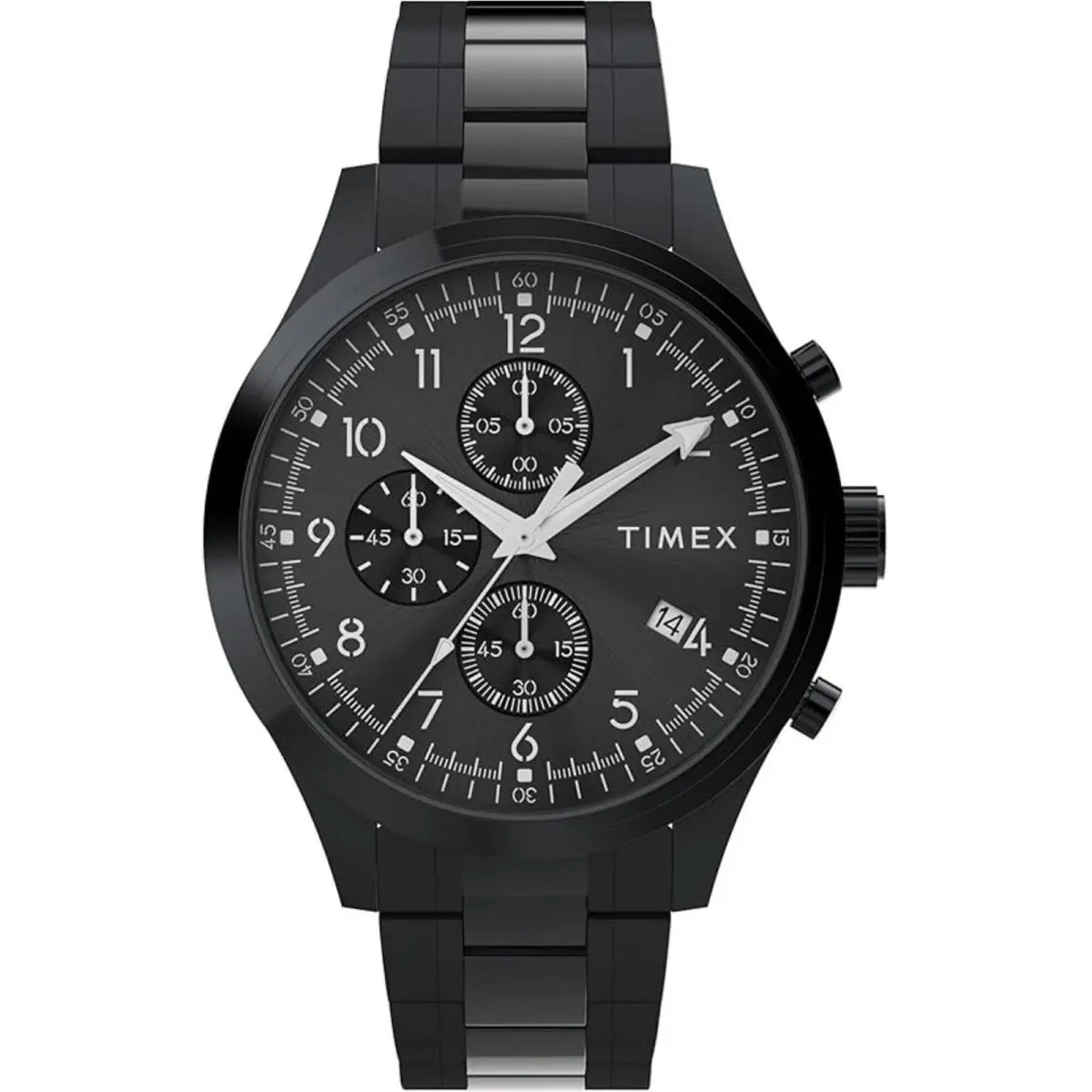 Timex Men`s Watch Trend Chrono Black Dial Stainless Steel Bracelet TW2Y01600JI - Dial: Black, Band: Black