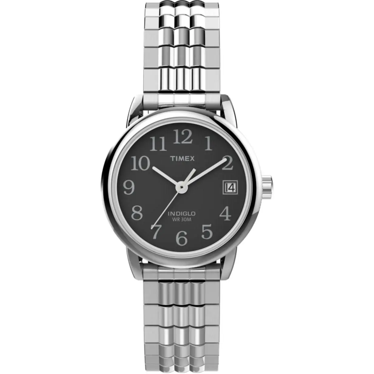 Easy Reader Perfect Fit Silver/black Women`s Watch 30m WR 25mm TW2V46700 by Timex