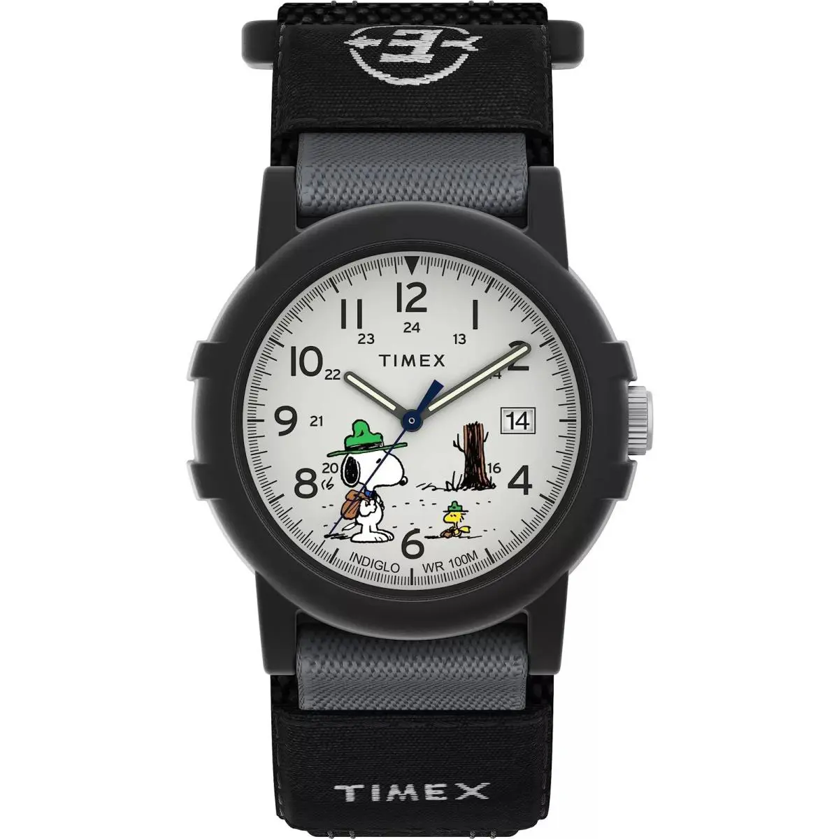 Timex Peanuts Camper Black Men`s Watch TW4B29100 Beagle Scout - Black