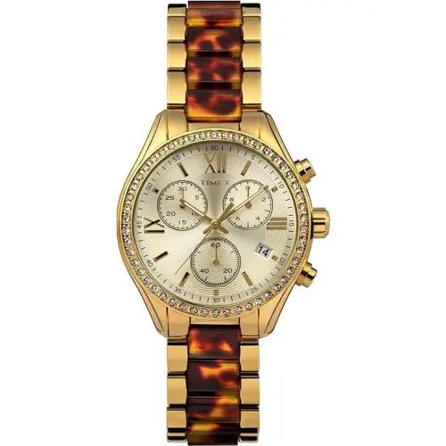 Timex Classic Gold Dial Women`s Chronograph Wristwatch TW2V74800