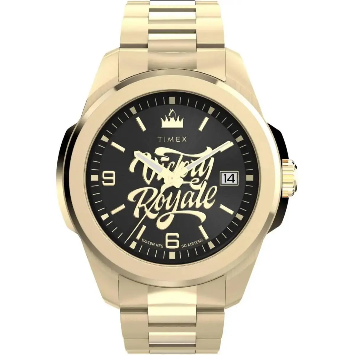 Timex Men`s Watch x Fortnite Essex Black Dial Yellow Gold Bracelet TW2Y47200JR