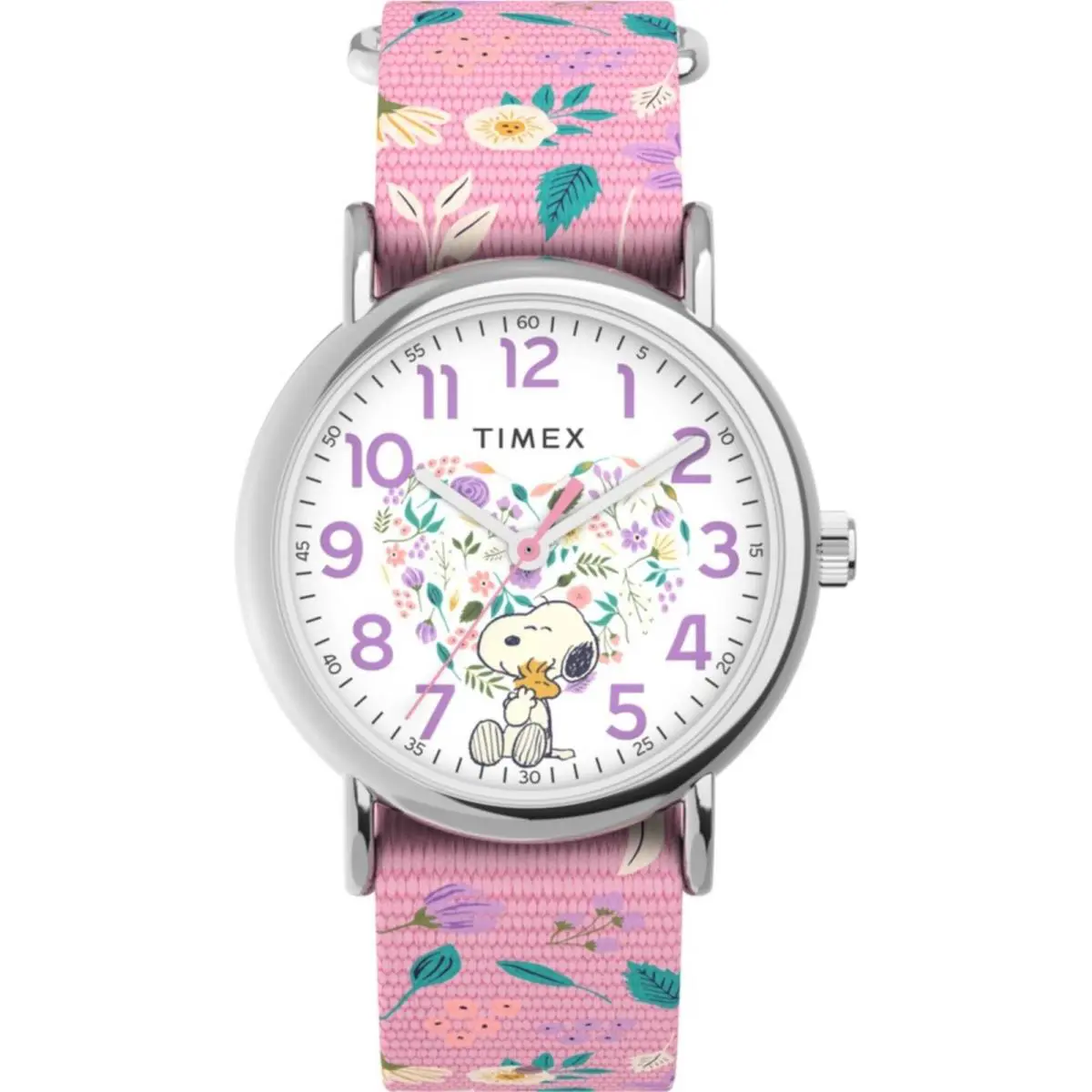 Women`s Watch Weekender X Peanuts In Bloom Pink Fabric Strap TW2V77800GP by Timex