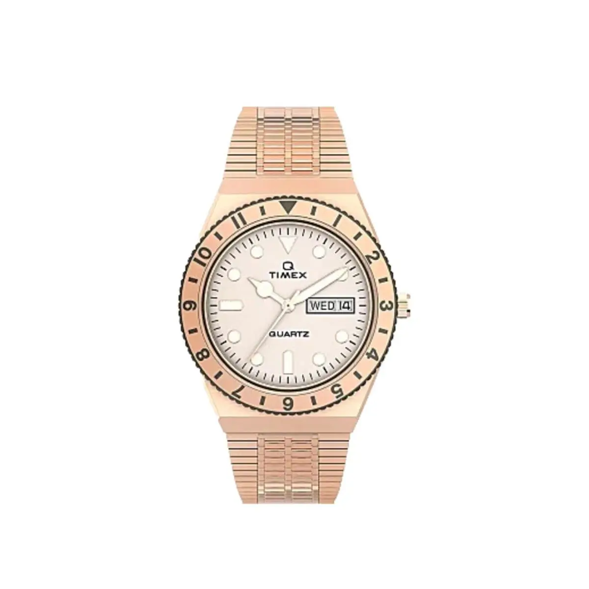 Timex Q 36mm Stainless Steel Bracelet Rose-gold/cream Women`s TW2U95700VQ