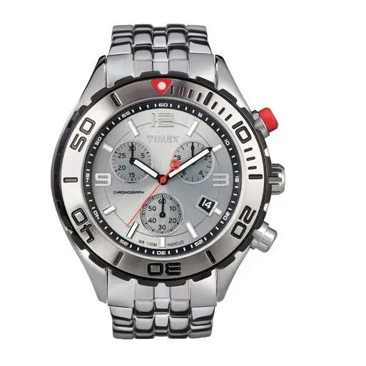 Timex Silver Tone Stainless Steel Chronograph Silver Dial Men`s Watch T2M7606K