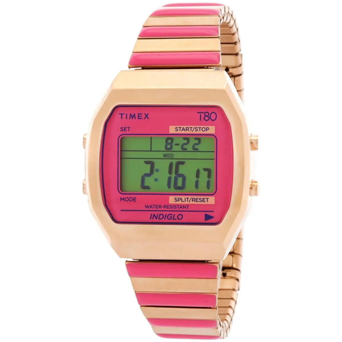 Timex Women`s Digital Watch Timex 80 Quartz Two Tone Steel Bracelet TW2W41600VQ