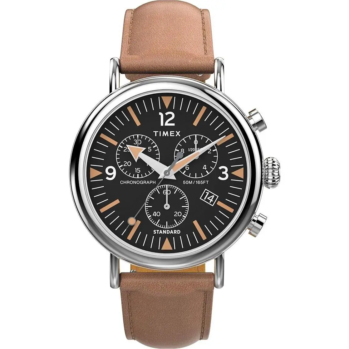 Timex TW2W84500 Men`s Standard Brown Band Black Dial Chronograph Watch
