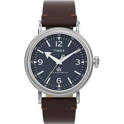 Timex Women`s Watch The Waterbury Navy Blue Dial Brown Leather Strap TW2W20400VQ - Dial: Blue, Band: Brown
