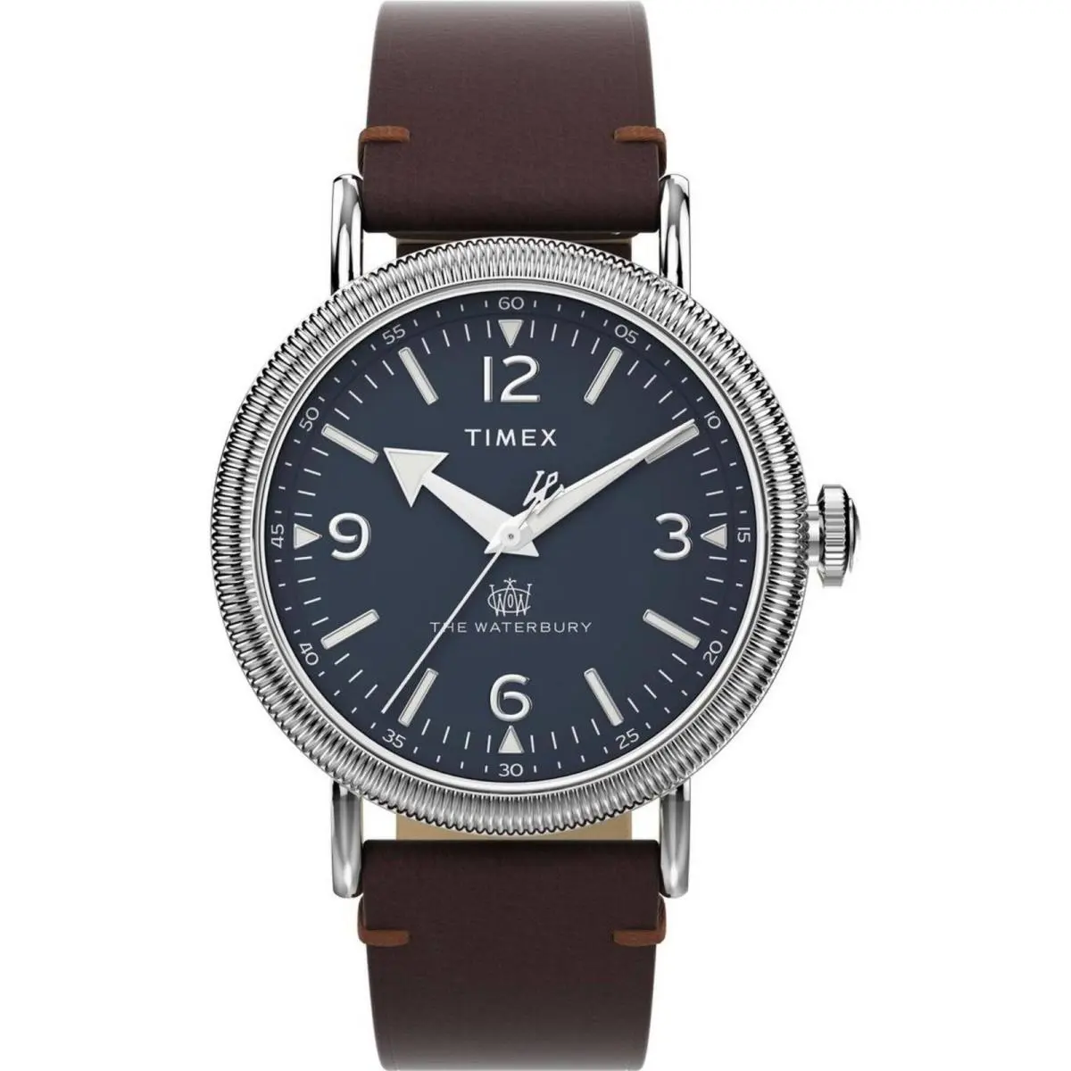 Timex Women`s Watch The Waterbury Navy Blue Dial Brown Leather Strap TW2W20400VQ - Dial: Blue, Band: Brown