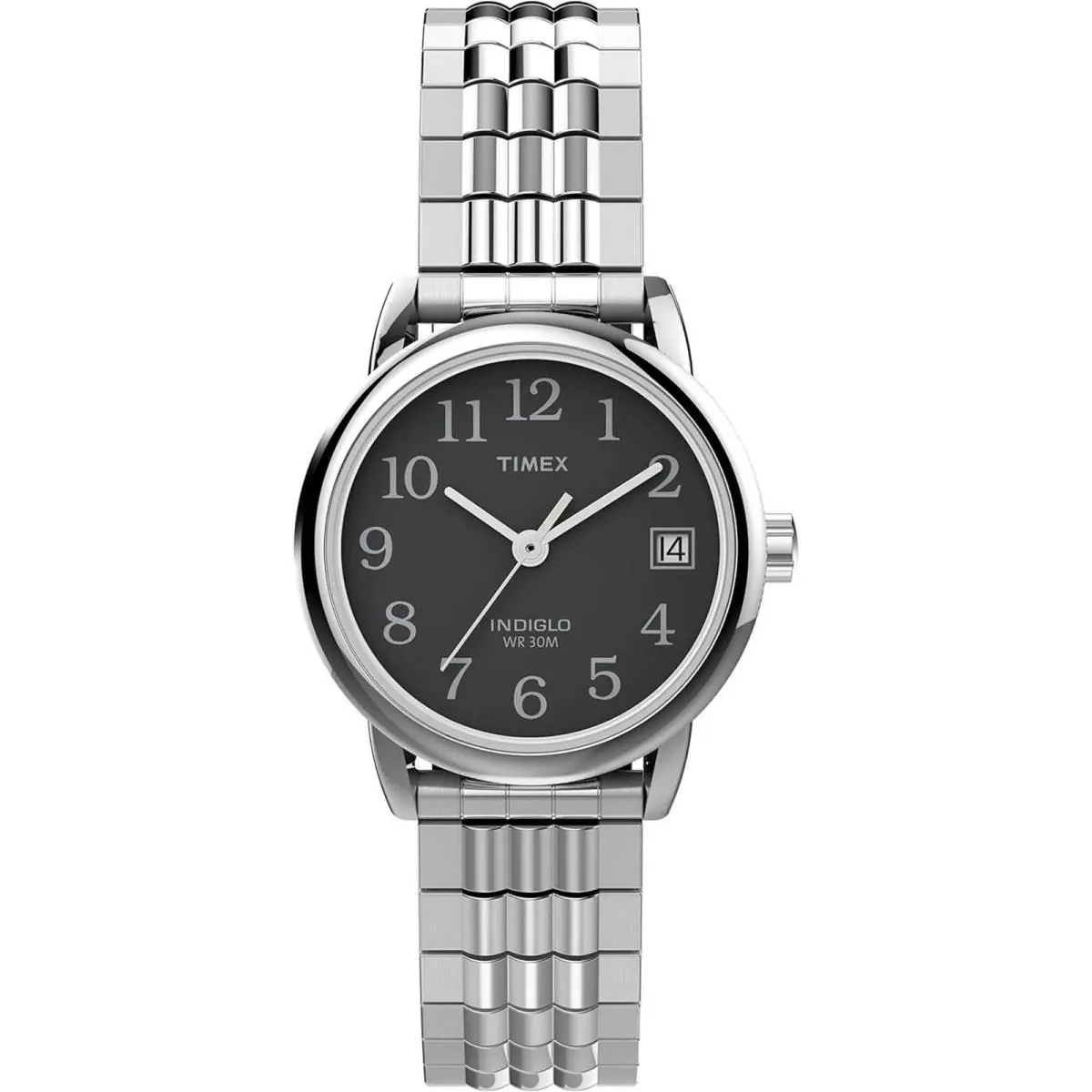 Timex Women`s Watch Easy Reader Black Dial Stainless Steel Bracelet TW2V467009J - Dial: Black, Band: Silver