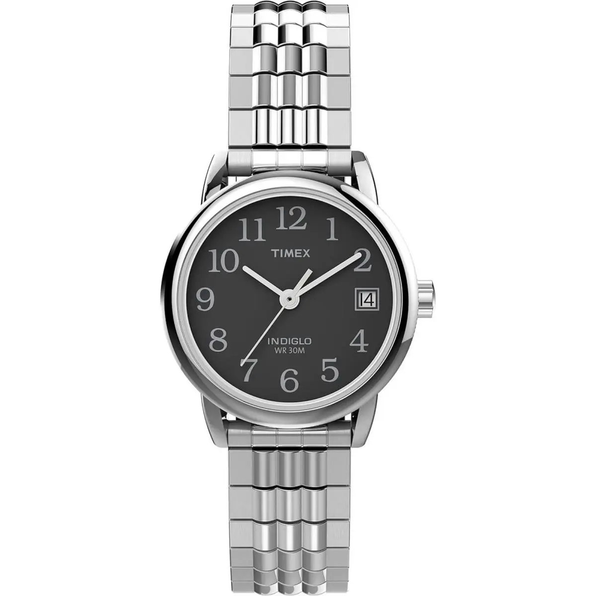 Timex Women`s Watch Easy Reader Black Dial Stainless Steel Bracelet TW2V467009J - Dial: Black, Band: Silver
