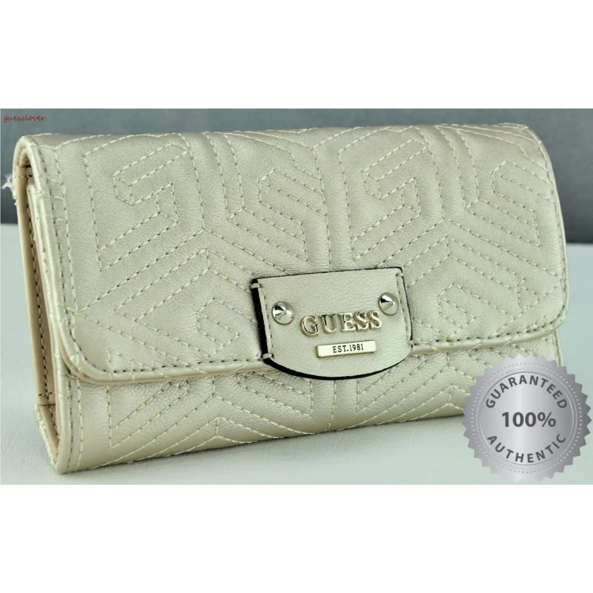 Stylish Wallet Guess G Cube Quilt Guess Slg Gold Ladies